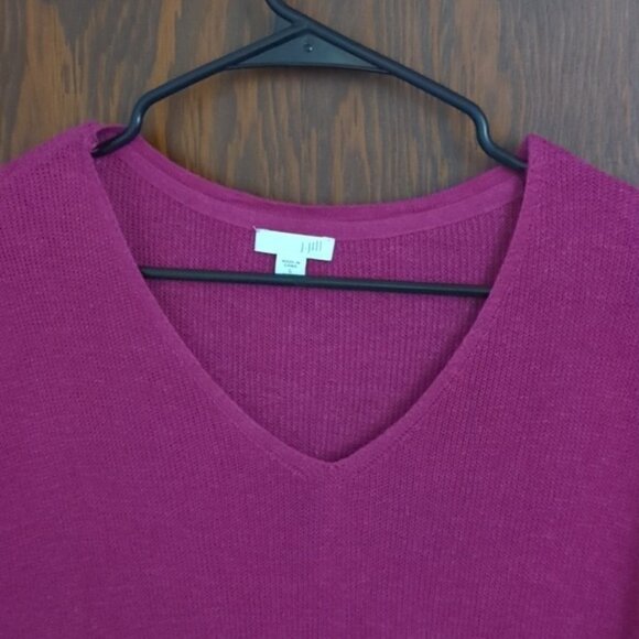 J.Jill Magenta Linen Blend 3/4 Sleeve V Neck Blouse Size XS Petite - Picture 2 of 7